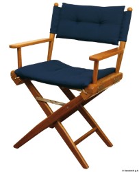 Складной стул из тикового дерева с обивкой синего цвета